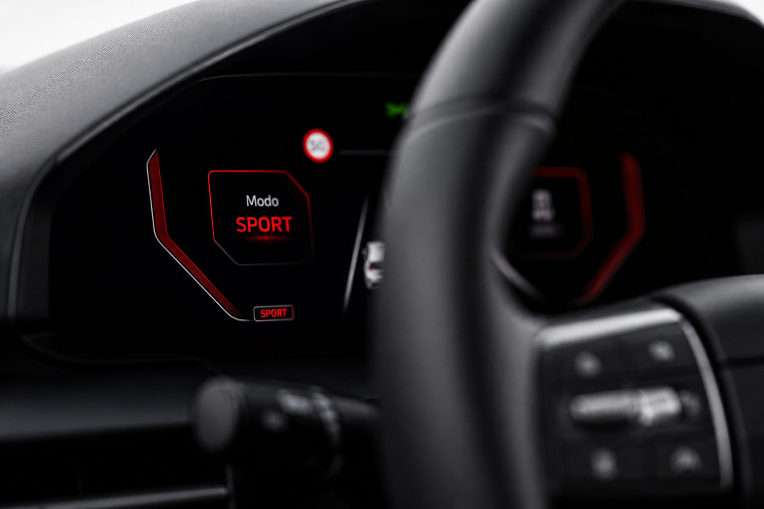 Detalle del cuadro digital con el tema del modo Sport activado