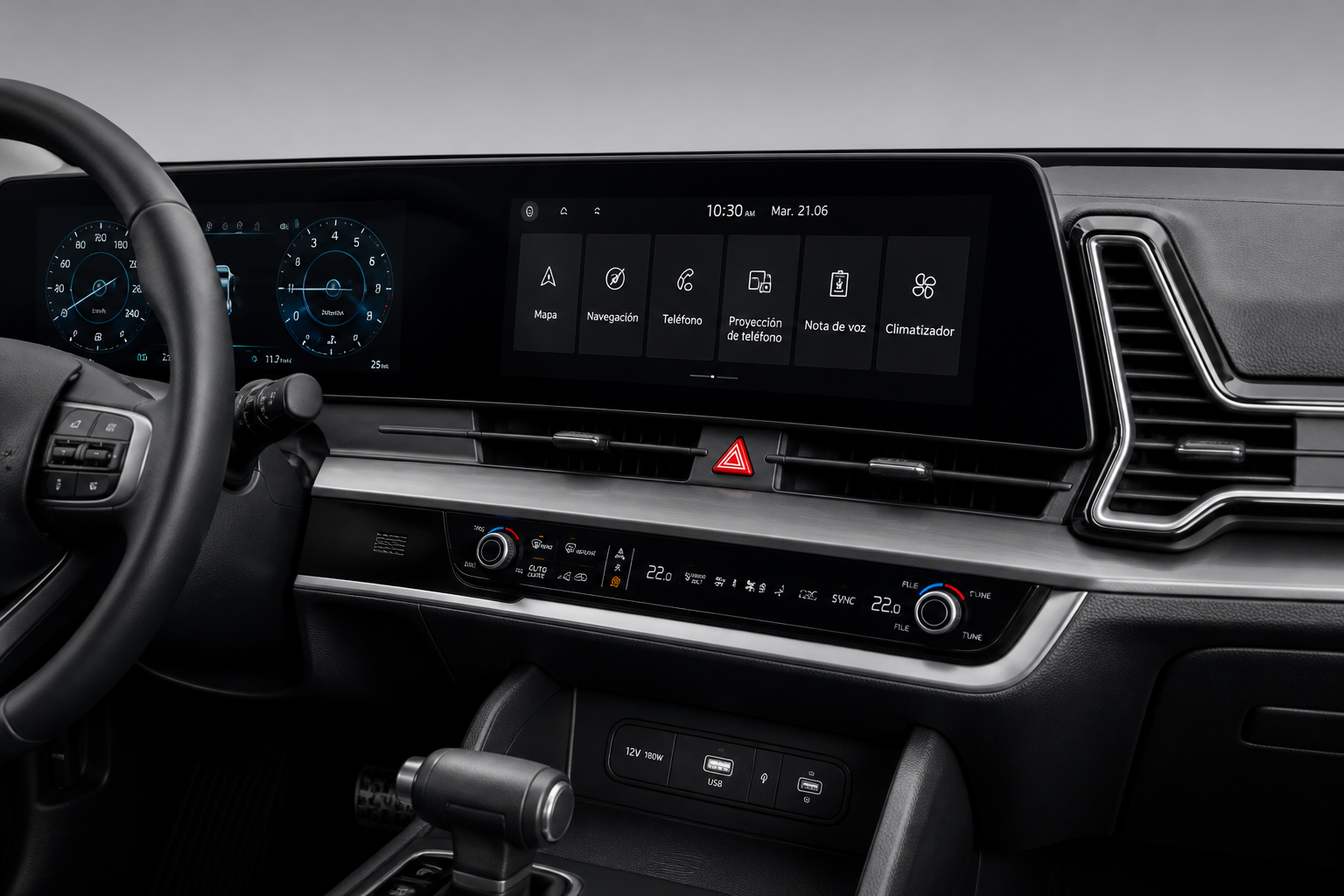 Consola central y mandos del Kia Sportage
