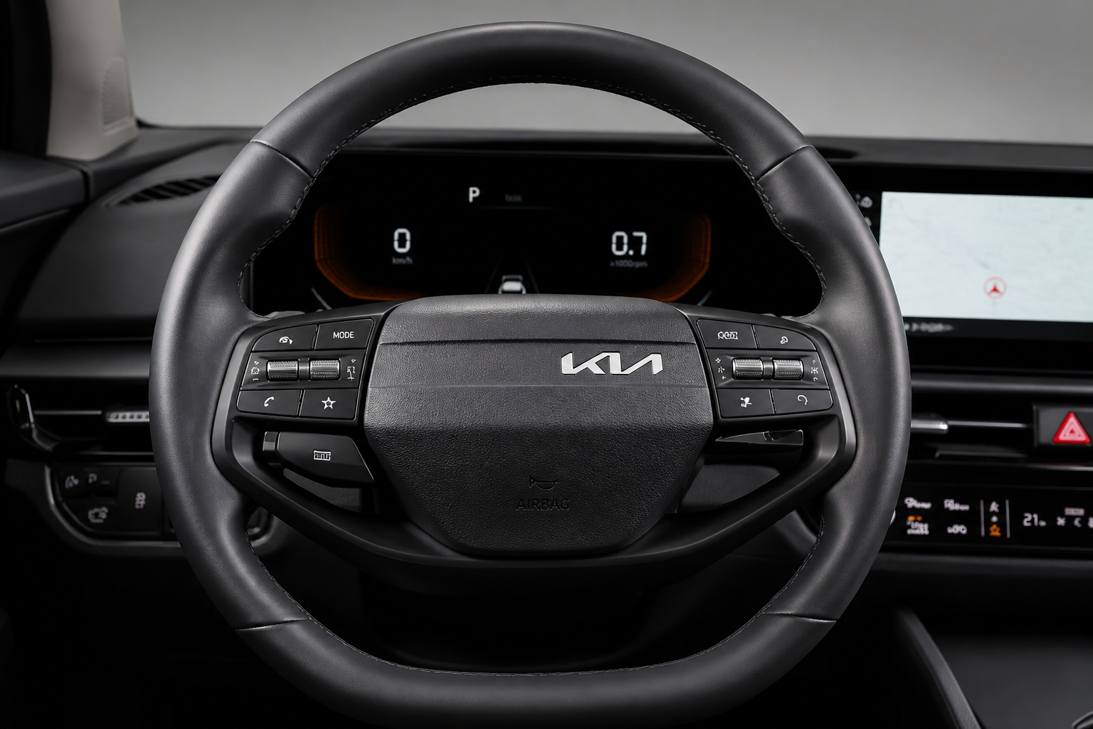Volante del Kia Sportage visto de cerca