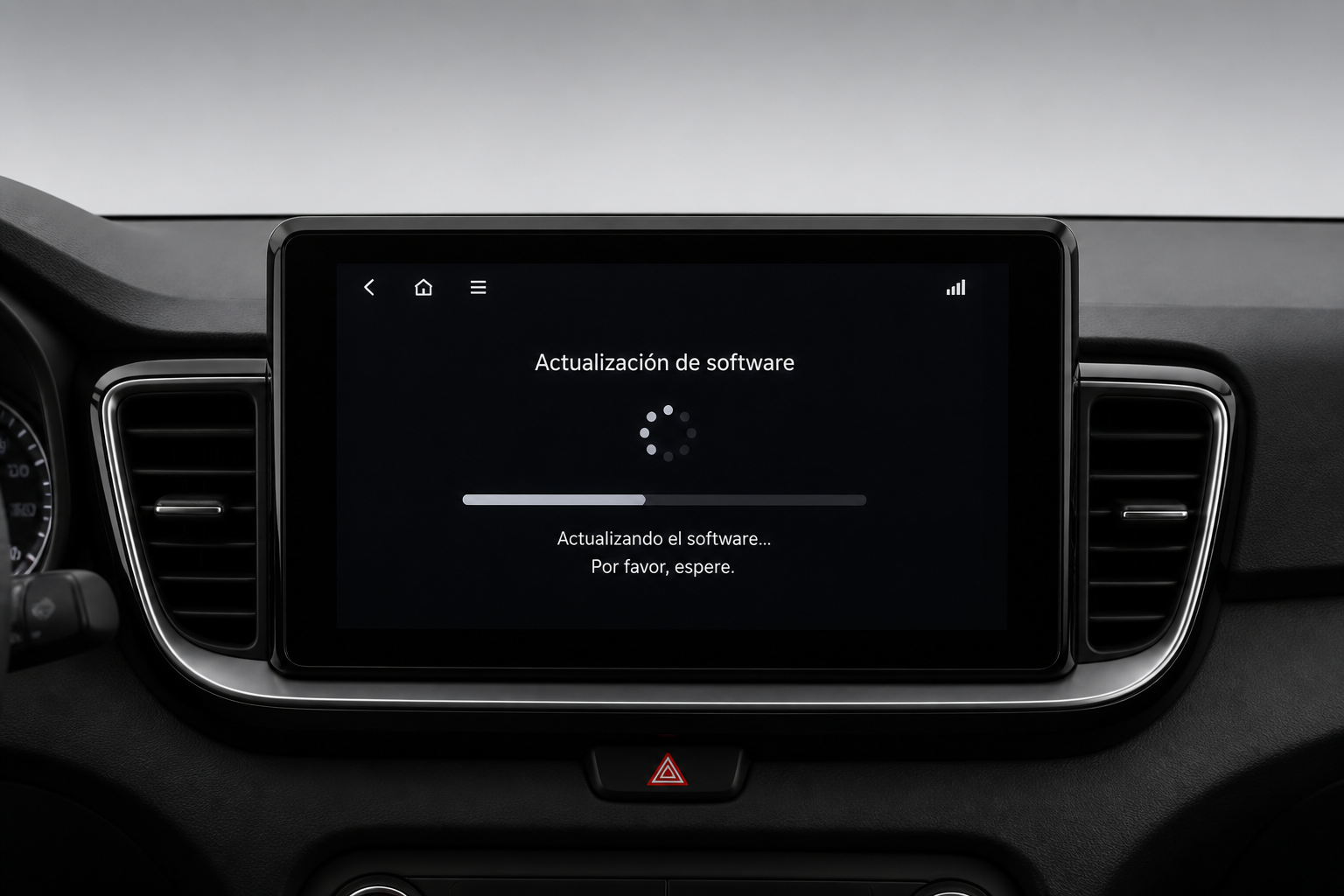 Pantalla del sistema mostrando una actualización de software en curso