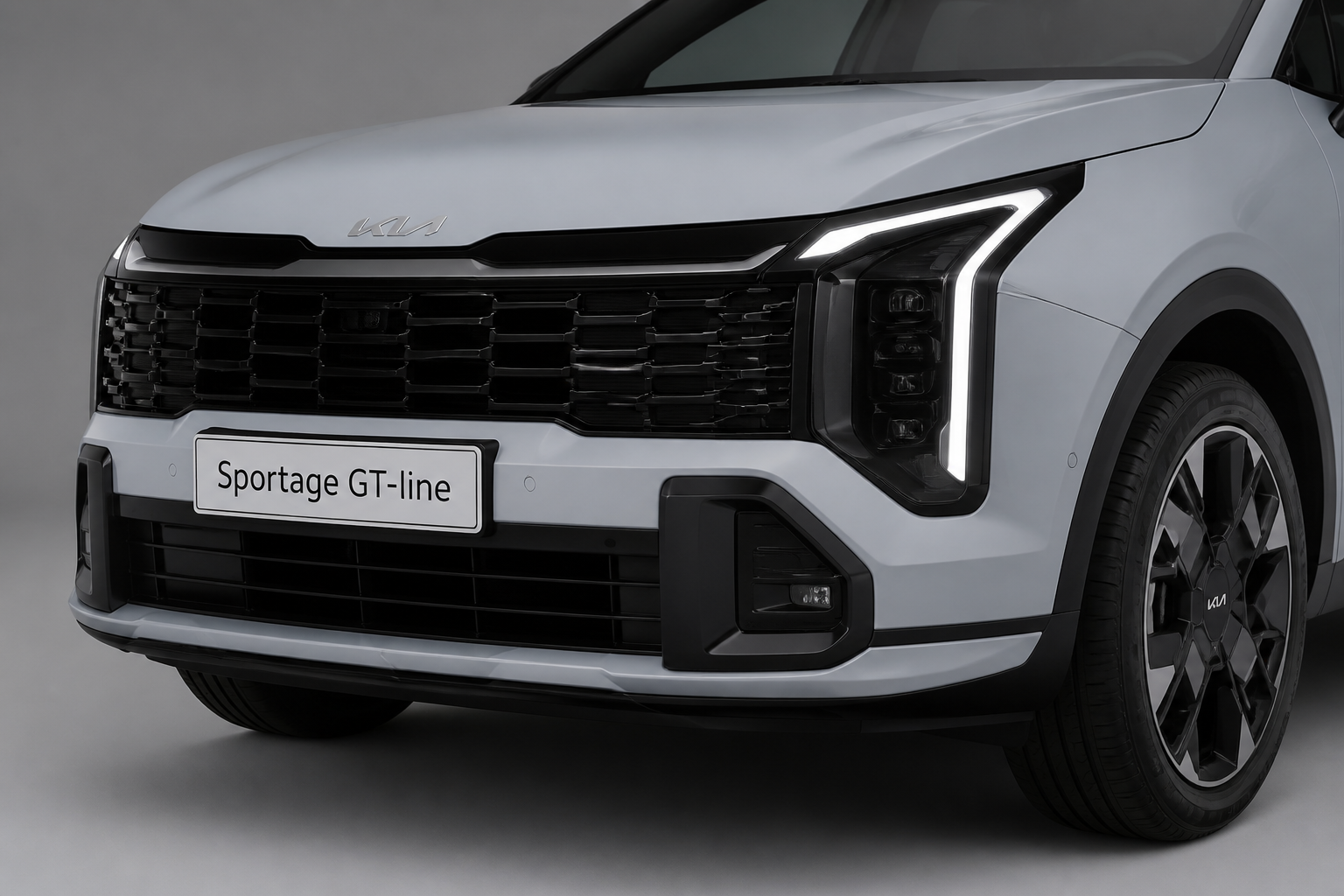Detalle de la parrilla frontal y los faros diurnos Star Map del Kia Sportage
