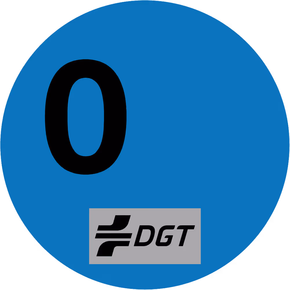 Etiqueta ambiental 0 emisiones de la DGT en color azul