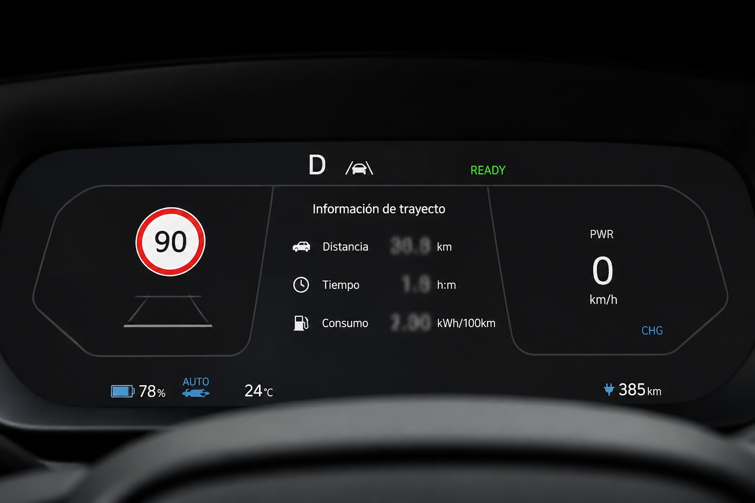 Cuadro digital con un icono de señal de límite de velocidad reconocida